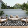 GENIMO Outdoor Rug for Patio Clearance,9’x18′ Waterproof Mat,Reversible Plastic Camping Rugs,Rv,Porch,Deck,Camper,Balcony,Backyard,Black & Gray(Mix-blackwhite)