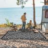 GENIMO Outdoor Rug for Patio Clearance,9’x18′ Waterproof Mat,Reversible Plastic Camping Rugs,Rv,Porch,Deck,Camper,Balcony,Backyard,Black & Gray(Mix-blackwhite)
