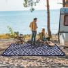 GENIMO Outdoor Rug for Patio Clearance,9’x18′ Waterproof Mat,Reversible Plastic Camping Rugs,Rv,Porch,Deck,Camper,Balcony,Backyard,Black & Gray(Navy Blue&white)