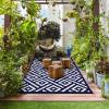 GENIMO Outdoor Rug for Patio Clearance,9’x18′ Waterproof Mat,Reversible Plastic Camping Rugs,Rv,Porch,Deck,Camper,Balcony,Backyard,Black & Gray(Navy Blue&white)