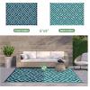 GENIMO Outdoor Rug for Patio Clearance,9’x18′ Waterproof Mat,Reversible Plastic Camping Rugs,Rv,Porch,Deck,Camper,Balcony,Backyard,Black & Gray(Navyblue&jadegreen)
