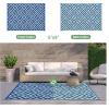 GENIMO Outdoor Rug for Patio Clearance,9’x18′ Waterproof Mat,Reversible Plastic Camping Rugs,Rv,Porch,Deck,Camper,Balcony,Backyard,Black & Gray(Royalblue&bluegreen)