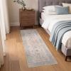 GENIMO Runner Rug for Hallways Machine Washable, 2×10 Non Slip Boho Vintage Lightweight Washable Runners, Thin Floor Rugs for Entryway Hallway Bathroom Laundry Room Corridor, Light Sage(Misty Pink)
