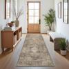 GENIMO Runner Rug for Hallways Machine Washable, 2×10 Non Slip Boho Vintage Lightweight Washable Runners, Thin Floor Rugs for Entryway Hallway Bathroom Laundry Room Corridor, Light Sage(Center Rustic Tan)