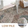 GENIMO Runner Rug for Hallways Machine Washable, 2×10 Non Slip Boho Vintage Lightweight Washable Runners, Thin Floor Rugs for Entryway Hallway Bathroom Laundry Room Corridor, Light Sage(Center Taupe Brown)