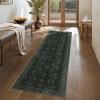 GENIMO Runner Rug for Hallways Machine Washable, 2×10 Non Slip Boho Vintage Lightweight Washable Runners, Thin Floor Rugs for Entryway Hallway Bathroom Laundry Room Corridor, Light Sage(Boho Gray Green)