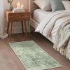 GENIMO Runner Rug for Hallways Machine Washable, 2×10 Non Slip Boho Vintage Lightweight Washable Runners, Thin Floor Rugs for Entryway Hallway Bathroom Laundry Room Corridor, Light Sage(Light Sage)