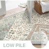 GENIMO Runner Rug for Hallways Machine Washable, 2×10 Non Slip Boho Vintage Lightweight Washable Runners, Thin Floor Rugs for Entryway Hallway Bathroom Laundry Room Corridor, Light Sage(Center Oat Green)