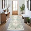 GENIMO Runner Rug for Hallways Machine Washable, 2×10 Non Slip Boho Vintage Lightweight Washable Runners, Thin Floor Rugs for Entryway Hallway Bathroom Laundry Room Corridor, Light Sage(Center Oat Green)