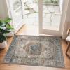 GENIMO Runner Rug for Hallways Machine Washable, 2×10 Non Slip Boho Vintage Lightweight Washable Runners, Thin Floor Rugs for Entryway Hallway Bathroom Laundry Room Corridor, Light Sage(Center Taupe Brown)