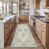 GENIMO Runner Rug for Hallways Machine Washable, 2×10 Non Slip Boho Vintage Lightweight Washable Runners, Thin Floor Rugs for Entryway Hallway Bathroom Laundry Room Corridor, Light Sage(Center Oat Green)