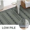 GENIMO Runner Rug for Hallways Machine Washable, 2×10 Non Slip Boho Vintage Lightweight Washable Runners, Thin Floor Rugs for Entryway Hallway Bathroom Laundry Room Corridor, Light Sage(Black)