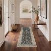 GENIMO Runner Rug for Hallways Machine Washable, 2×10 Non Slip Boho Vintage Lightweight Washable Runners, Thin Floor Rugs for Entryway Hallway Bathroom Laundry Room Corridor, Light Sage(Charcoal Brown)