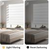GENIMO Zebra Blinds for Windows, Dual Layer Roller Window Shades, Sheer Window Treatments Privacy Light Control for Day and Night, Mini Blinds for Home, Office, Easy to Install, White, 20″ W X 72″ H