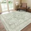 GENIMO 8×10 Area Rugs for Living Room, Machine Washable Non Slip Vintage Rugs, Low Pile Lightweight Chenille Print Rug for Bedroom, Dining Room, Home Office, Oat Light