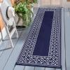 GENIMO Outdoor Rug Waterproof for Patio Decor, 5’x8′ Reversible Plastic Straw Rug Carpet, Camping Mats for Outdoor, RV, Backyard, Deck, Balcony, Picnic, Blue & White(Navy Blue & White | Natural)