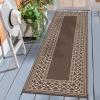 GENIMO Outdoor Rug Waterproof for Patio Decor, 5’x8′ Reversible Plastic Straw Rug Carpet, Camping Mats for Outdoor, RV, Backyard, Deck, Balcony, Picnic, Blue & White(Coffee & Beige | Natural)