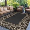 GENIMO Outdoor Rug Waterproof for Patio Decor, 5’x8′ Reversible Plastic Straw Rug Carpet, Camping Mats for Outdoor, RV, Backyard, Deck, Balcony, Picnic, Blue & White(Black & Brown | Natural)