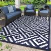 GENIMO Outdoor Rug for Patio Clearance,9’x18′ Waterproof Mat,Reversible Plastic Camping Rugs,Rv,Porch,Deck,Camper,Balcony,Backyard,Black & Gray(Navy Blue&white)