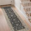 GENIMO Runner Rug for Hallways Machine Washable, 2×10 Non Slip Boho Vintage Lightweight Washable Runners, Thin Floor Rugs for Entryway Hallway Bathroom Laundry Room Corridor, Light Sage(Charcoal Brown)