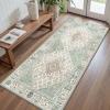 GENIMO Runner Rug for Hallways Machine Washable, 2×10 Non Slip Boho Vintage Lightweight Washable Runners, Thin Floor Rugs for Entryway Hallway Bathroom Laundry Room Corridor, Light Sage(Center Oat Green)