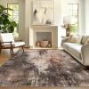 GENIMO Washable Area Rugs for Living Room Bedroom, 8×10 Modern Abstract Non Slip Rug, Low Pile Soft Contemporary Indoor Floor Carpet Cover for Dining Room Kitchen, Brown