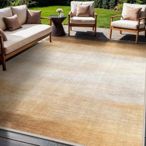 GENIMO Outdoor Rug for Patio Clearance,9’x18′ Waterproof Mat,Reversible Plastic Camping Rugs,Rv,Porch,Deck,Camper,Balcony,Backyard,Black & Gray(Brownbeige-w)