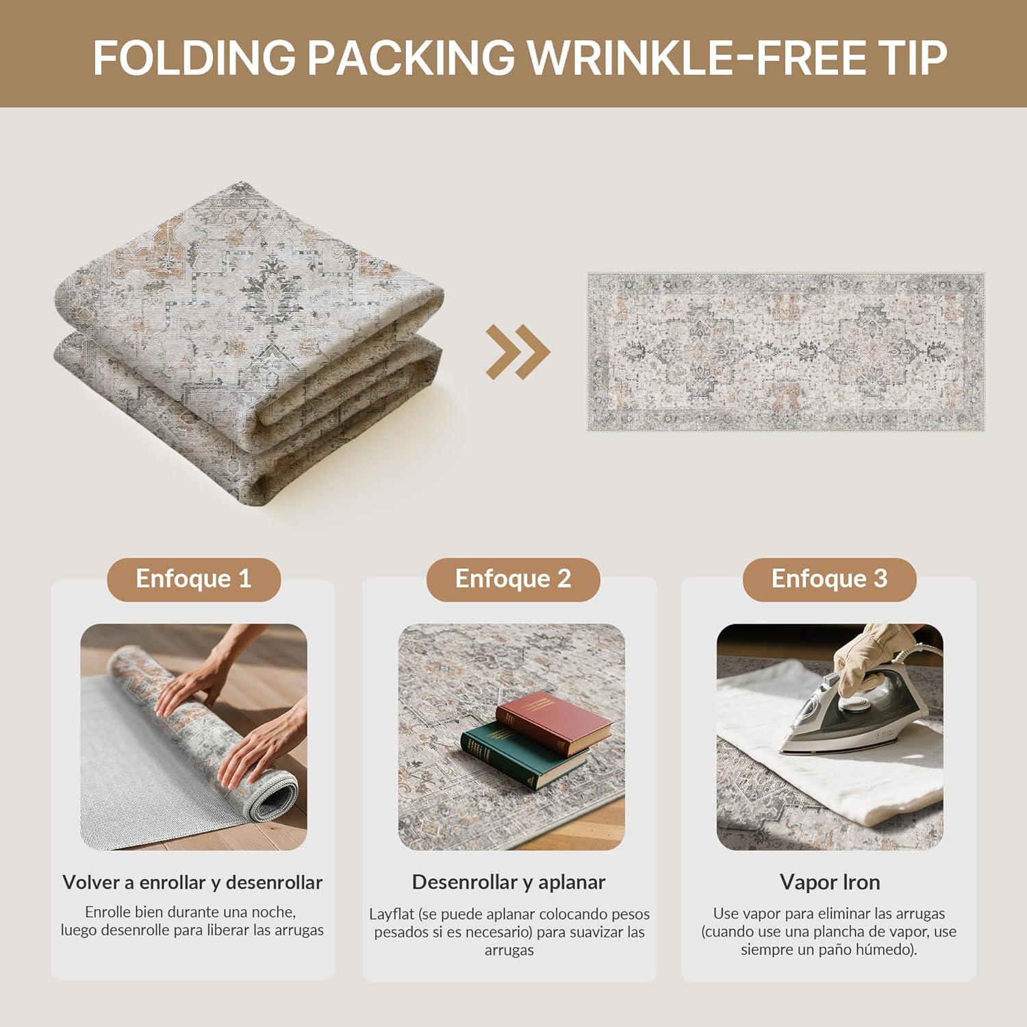 imageGENIMO 26X6 Runner Rug Non Slip Machine Washable Hallway Runners Low Plie ampamp Thin Vintage Rug for Hallway Kitchen Laundry Entryway Bedroom ampamp Living Room Dark GrayTaupe