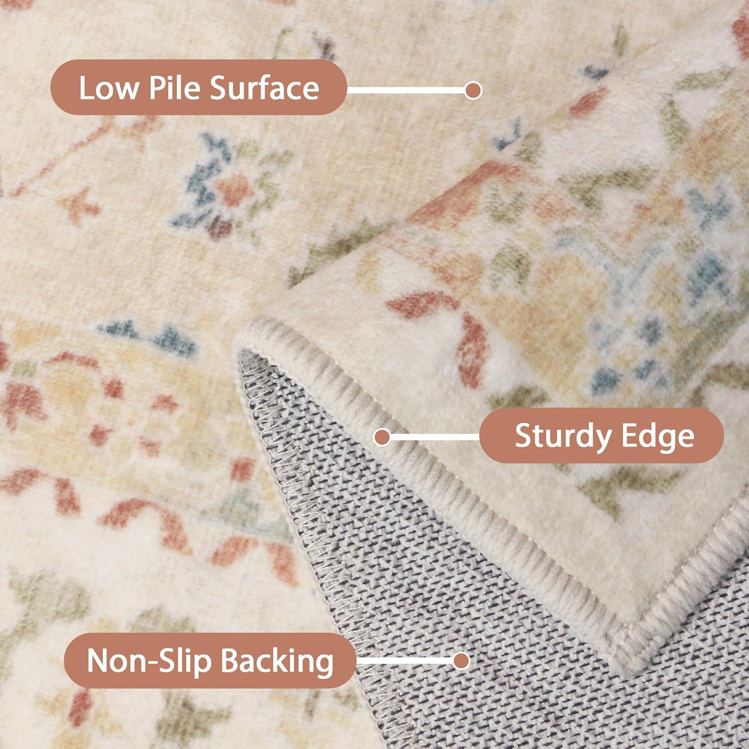 imageGENIMO 26X6 Runner Rug Non Slip Machine Washable Hallway Runners Low Plie ampamp Thin Vintage Rug for Hallway Kitchen Laundry Entryway Bedroom ampamp Living Room Dark GrayBeige
