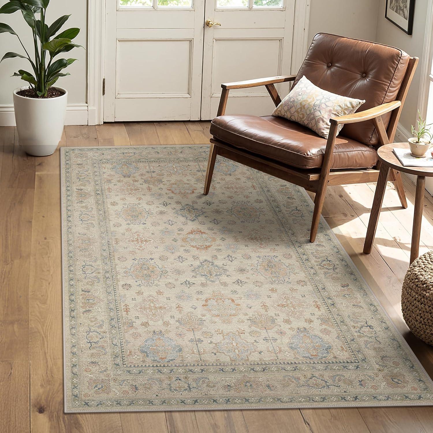 imageGENIMO 26X6 Runner Rug Non Slip Machine Washable Hallway Runners Low Plie ampamp Thin Vintage Rug for Hallway Kitchen Laundry Entryway Bedroom ampamp Living Room Dark GrayDarkgrey
