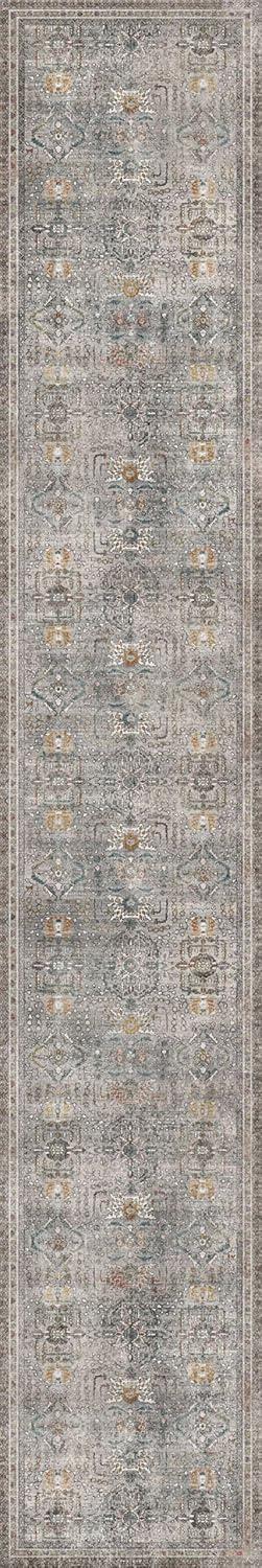 imageGENIMO 26X6 Runner Rug Non Slip Machine Washable Hallway Runners Low Plie ampamp Thin Vintage Rug for Hallway Kitchen Laundry Entryway Bedroom ampamp Living Room Dark GrayFrench Grey