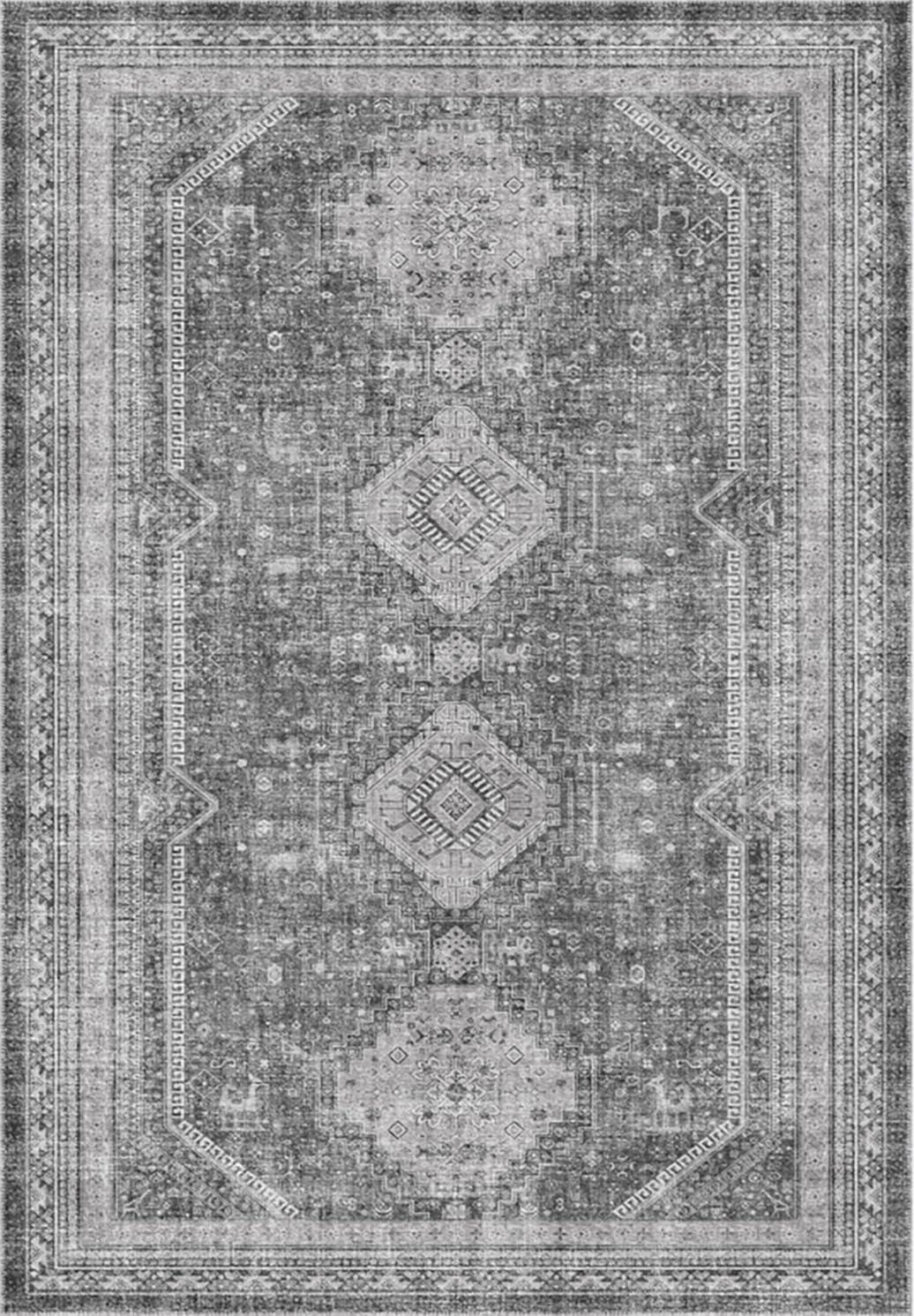 imageGENIMO 26X6 Runner Rug Non Slip Machine Washable Hallway Runners Low Plie ampamp Thin Vintage Rug for Hallway Kitchen Laundry Entryway Bedroom ampamp Living Room Dark GrayGrey