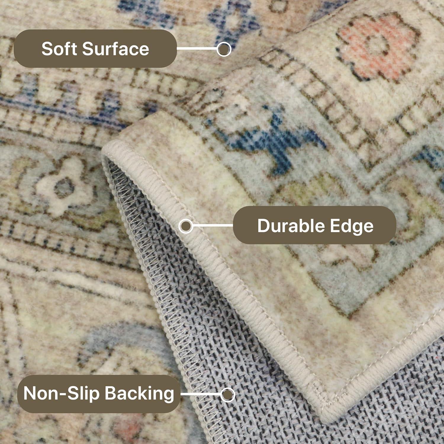 imageGENIMO 26X6 Runner Rug Non Slip Machine Washable Hallway Runners Low Plie ampamp Thin Vintage Rug for Hallway Kitchen Laundry Entryway Bedroom ampamp Living Room Dark GrayDarkgrey