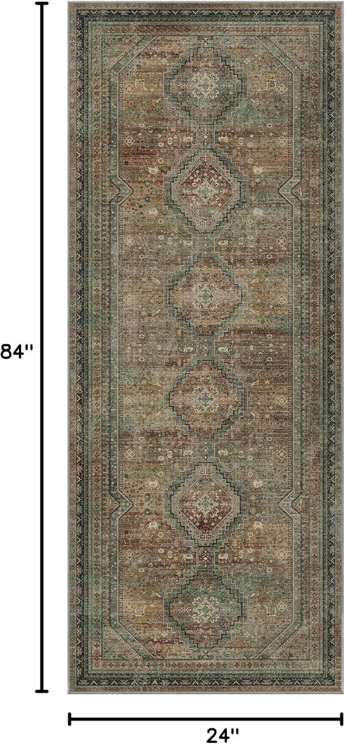 imageGENIMO 26X6 Runner Rug Non Slip Machine Washable Hallway Runners Low Plie ampamp Thin Vintage Rug for Hallway Kitchen Laundry Entryway Bedroom ampamp Living Room Dark GrayBrown