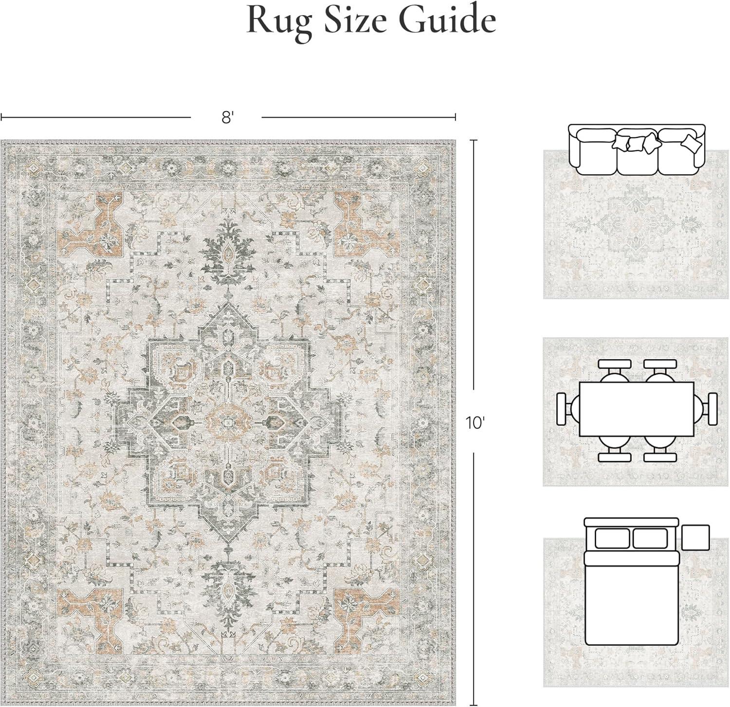 imageGENIMO 26X6 Runner Rug Non Slip Machine Washable Hallway Runners Low Plie ampamp Thin Vintage Rug for Hallway Kitchen Laundry Entryway Bedroom ampamp Living Room Dark GrayTaupe