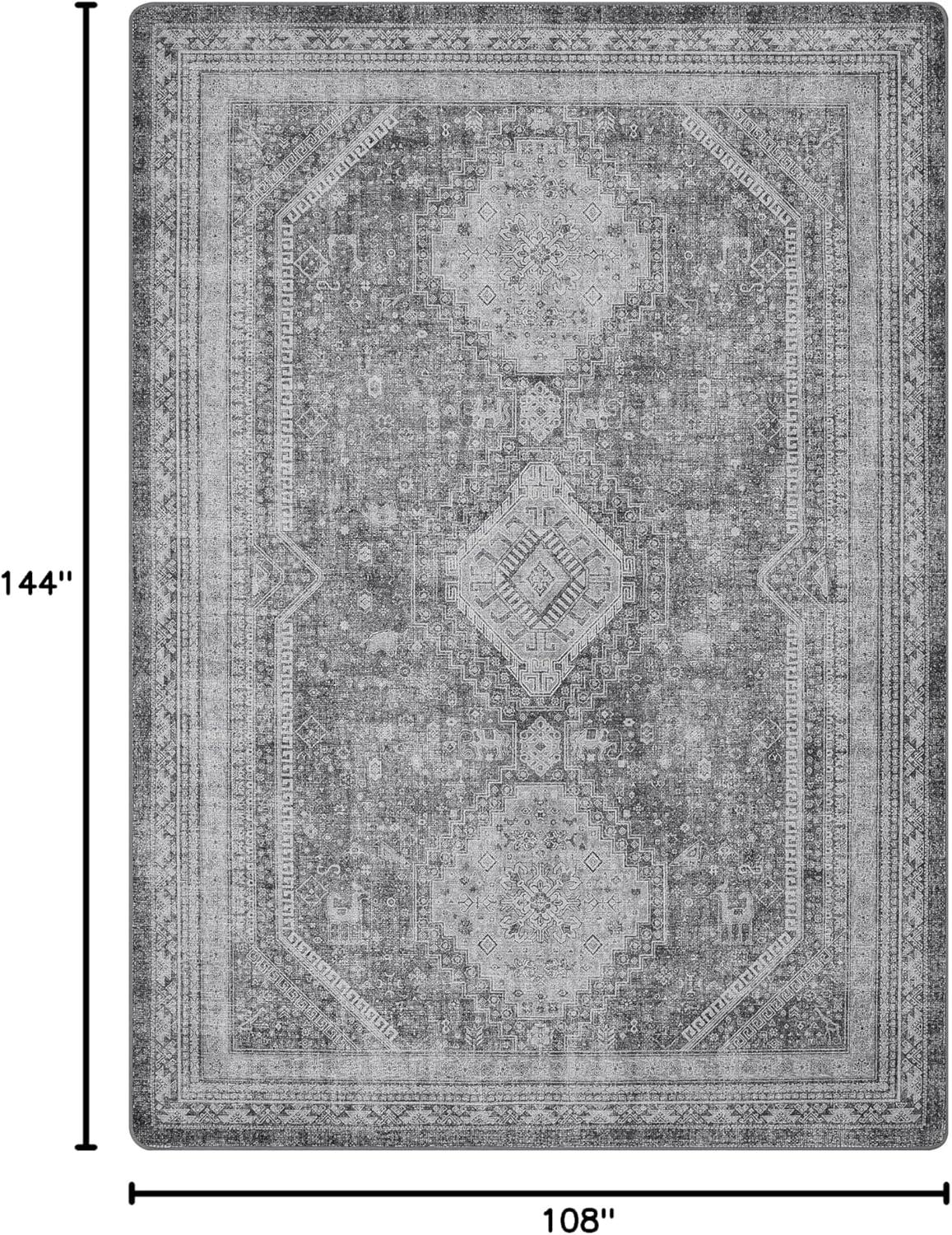 imageGENIMO 26X6 Runner Rug Non Slip Machine Washable Hallway Runners Low Plie ampamp Thin Vintage Rug for Hallway Kitchen Laundry Entryway Bedroom ampamp Living Room Dark GrayGrey