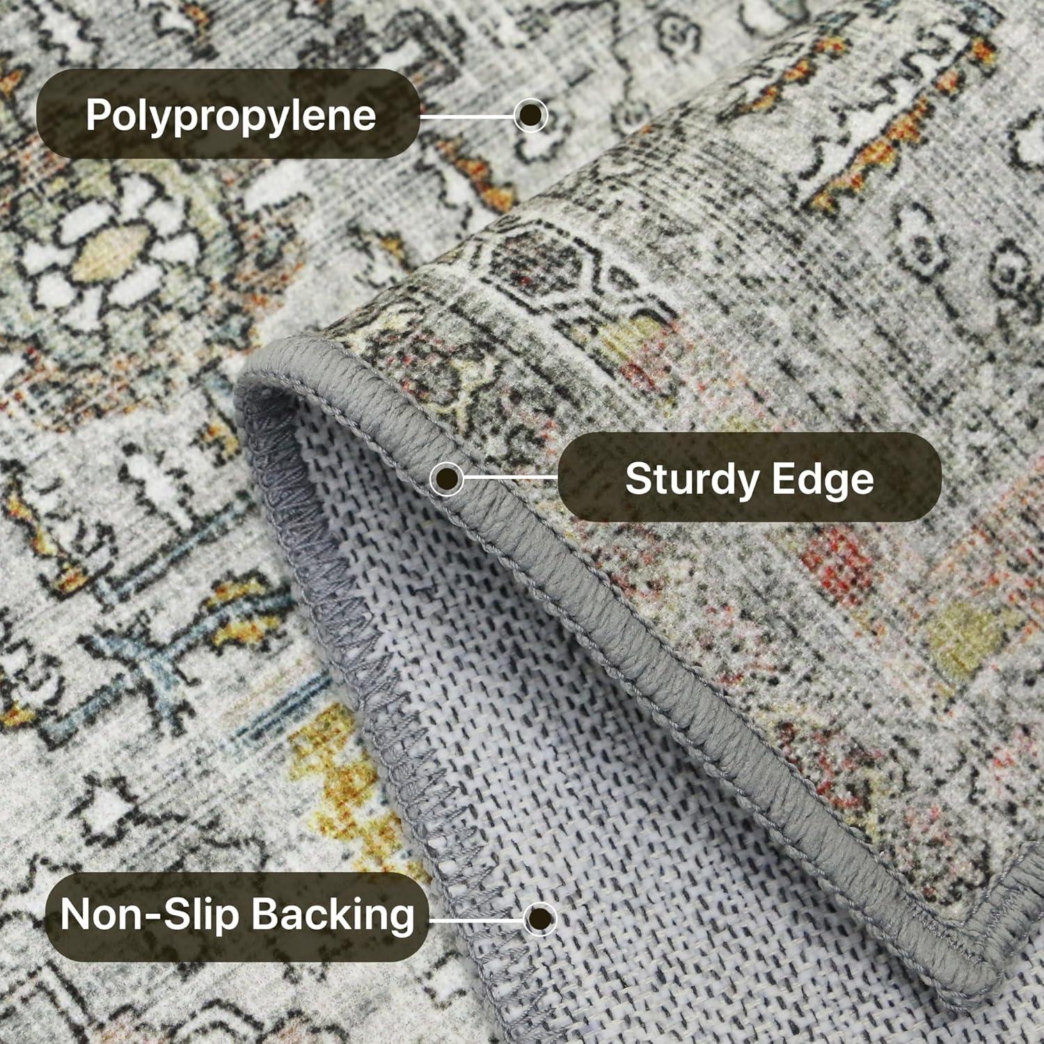 imageGENIMO 26X6 Runner Rug Non Slip Machine Washable Hallway Runners Low Plie ampamp Thin Vintage Rug for Hallway Kitchen Laundry Entryway Bedroom ampamp Living Room Dark GrayFrench Grey