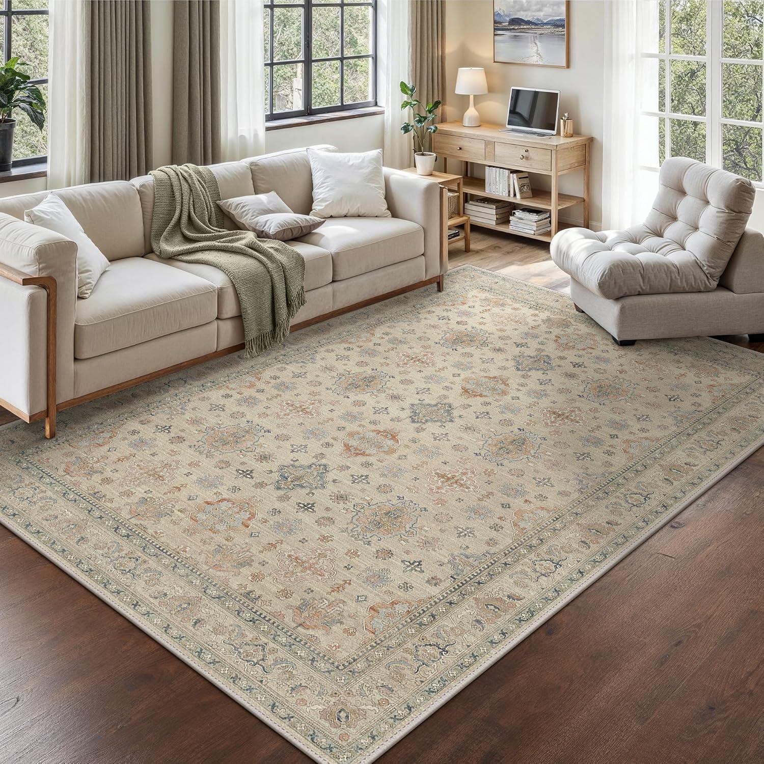 imageGENIMO 26X6 Runner Rug Non Slip Machine Washable Hallway Runners Low Plie ampamp Thin Vintage Rug for Hallway Kitchen Laundry Entryway Bedroom ampamp Living Room Dark GrayDarkgrey