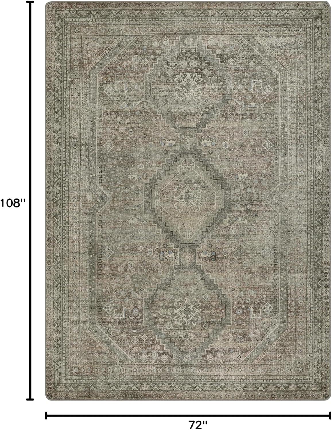 imageGENIMO 26X6 Runner Rug Non Slip Machine Washable Hallway Runners Low Plie ampamp Thin Vintage Rug for Hallway Kitchen Laundry Entryway Bedroom ampamp Living Room Dark GraySage