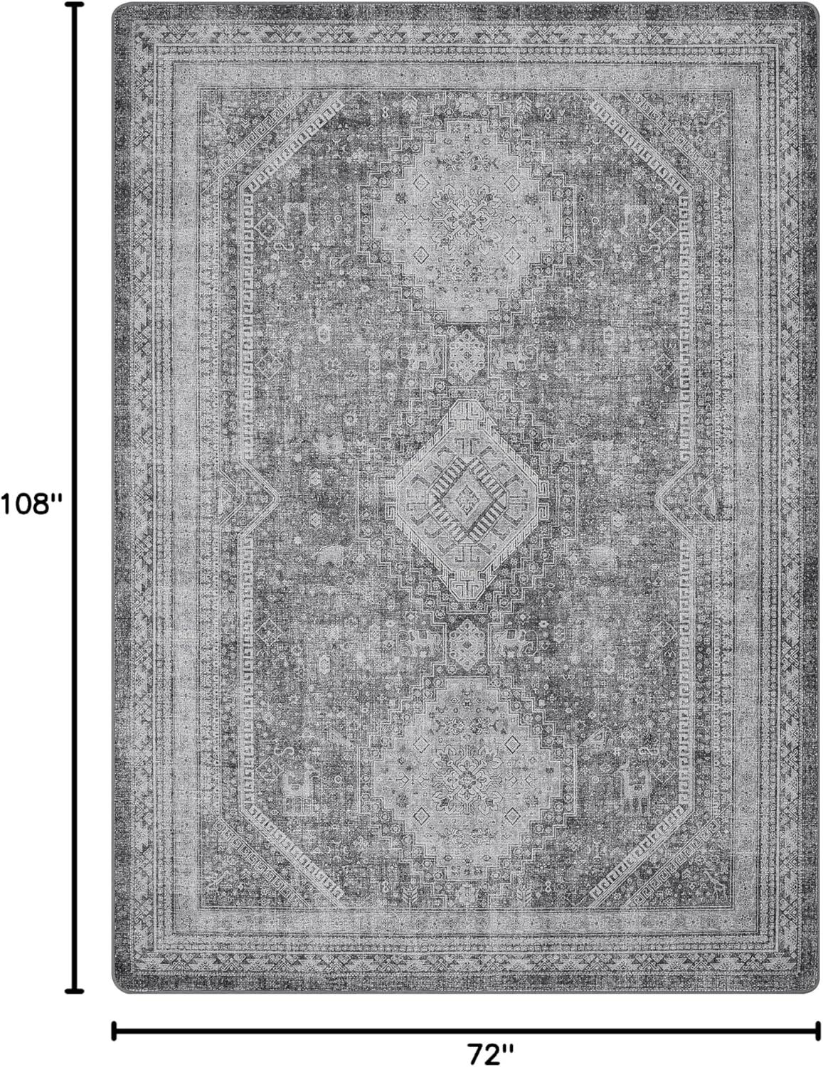 imageGENIMO 26X6 Runner Rug Non Slip Machine Washable Hallway Runners Low Plie ampamp Thin Vintage Rug for Hallway Kitchen Laundry Entryway Bedroom ampamp Living Room Dark GrayGrey