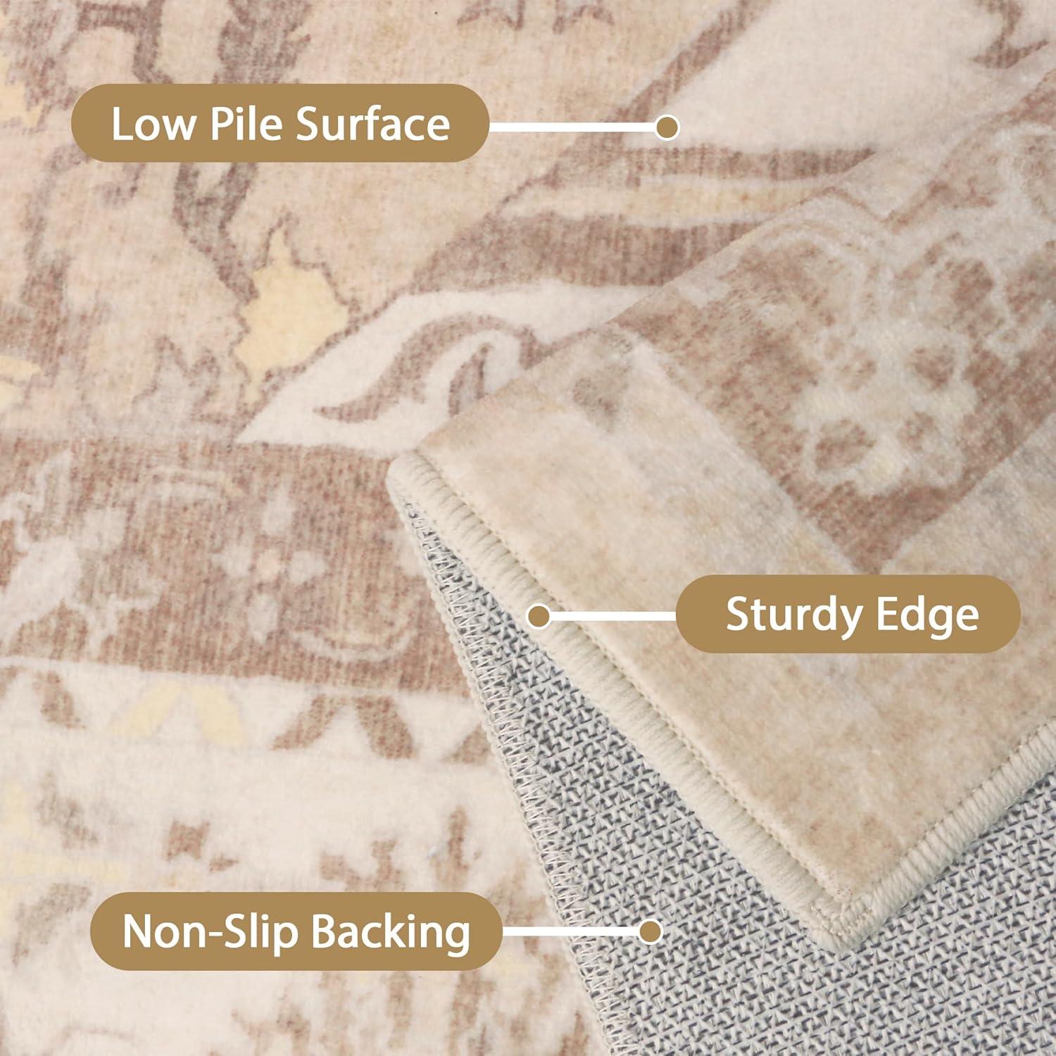 imageGENIMO 26X6 Runner Rug Non Slip Machine Washable Hallway Runners Low Plie ampamp Thin Vintage Rug for Hallway Kitchen Laundry Entryway Bedroom ampamp Living Room Dark GrayLightbrown