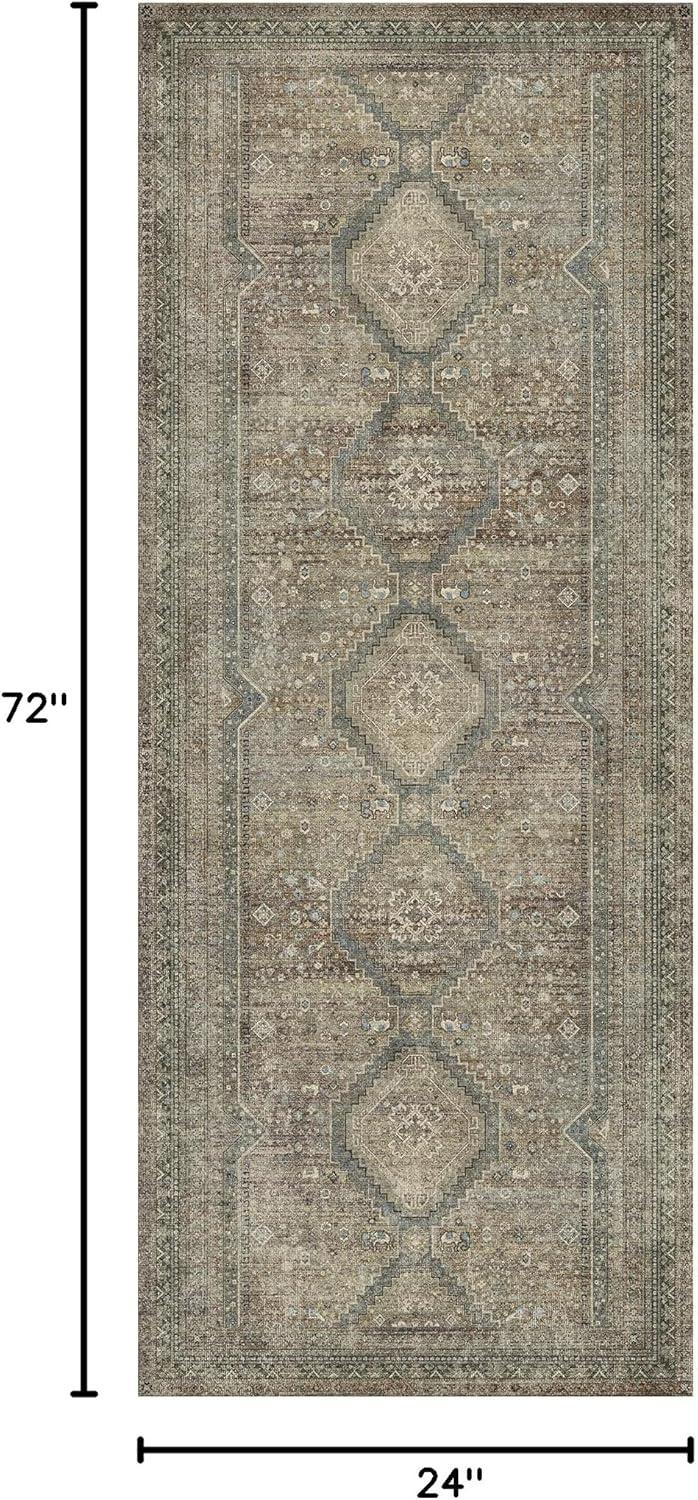 imageGENIMO 26X6 Runner Rug Non Slip Machine Washable Hallway Runners Low Plie ampamp Thin Vintage Rug for Hallway Kitchen Laundry Entryway Bedroom ampamp Living Room Dark GraySage