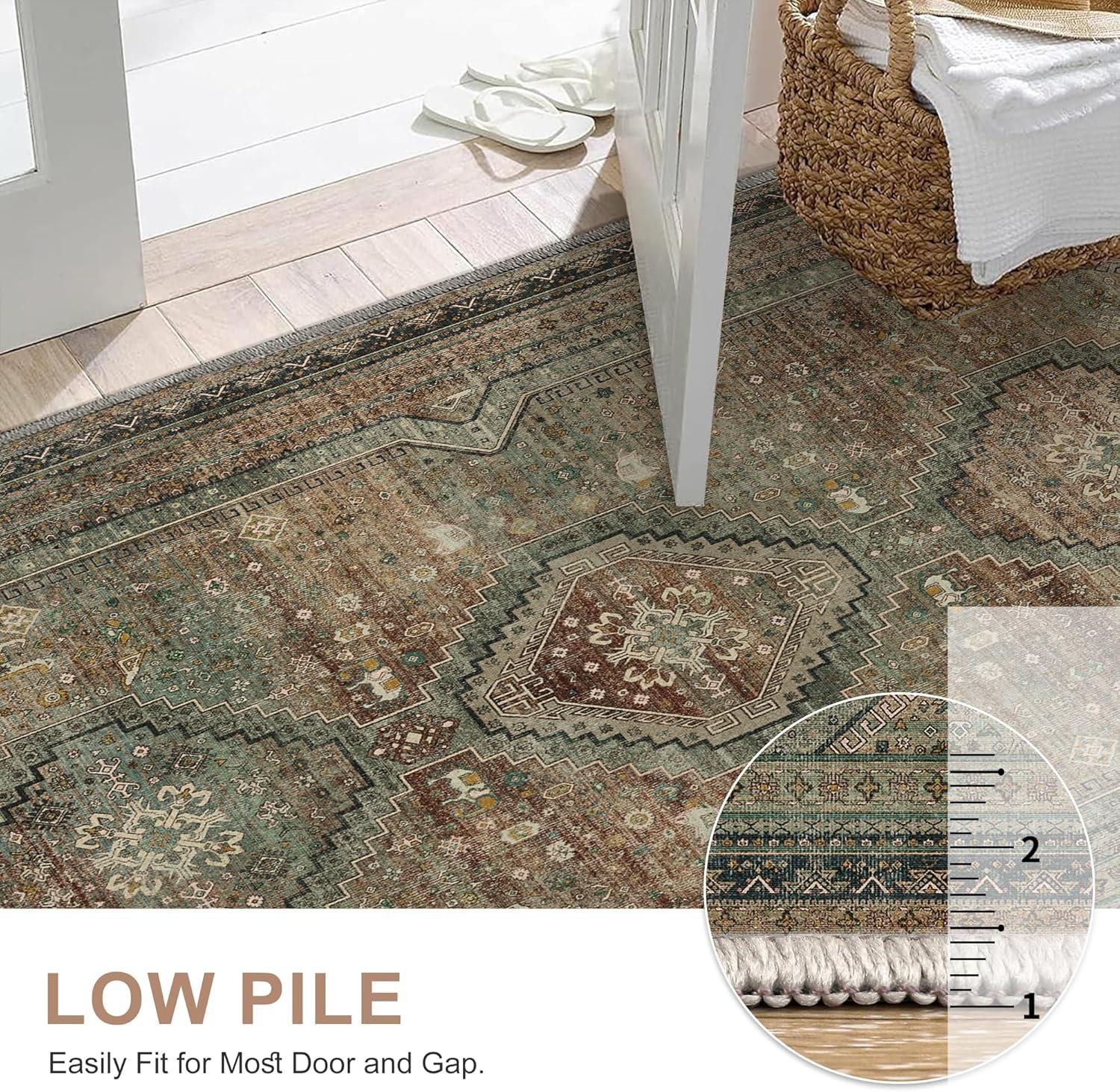 imageGENIMO 26X6 Runner Rug Non Slip Machine Washable Hallway Runners Low Plie ampamp Thin Vintage Rug for Hallway Kitchen Laundry Entryway Bedroom ampamp Living Room Dark GrayBrown