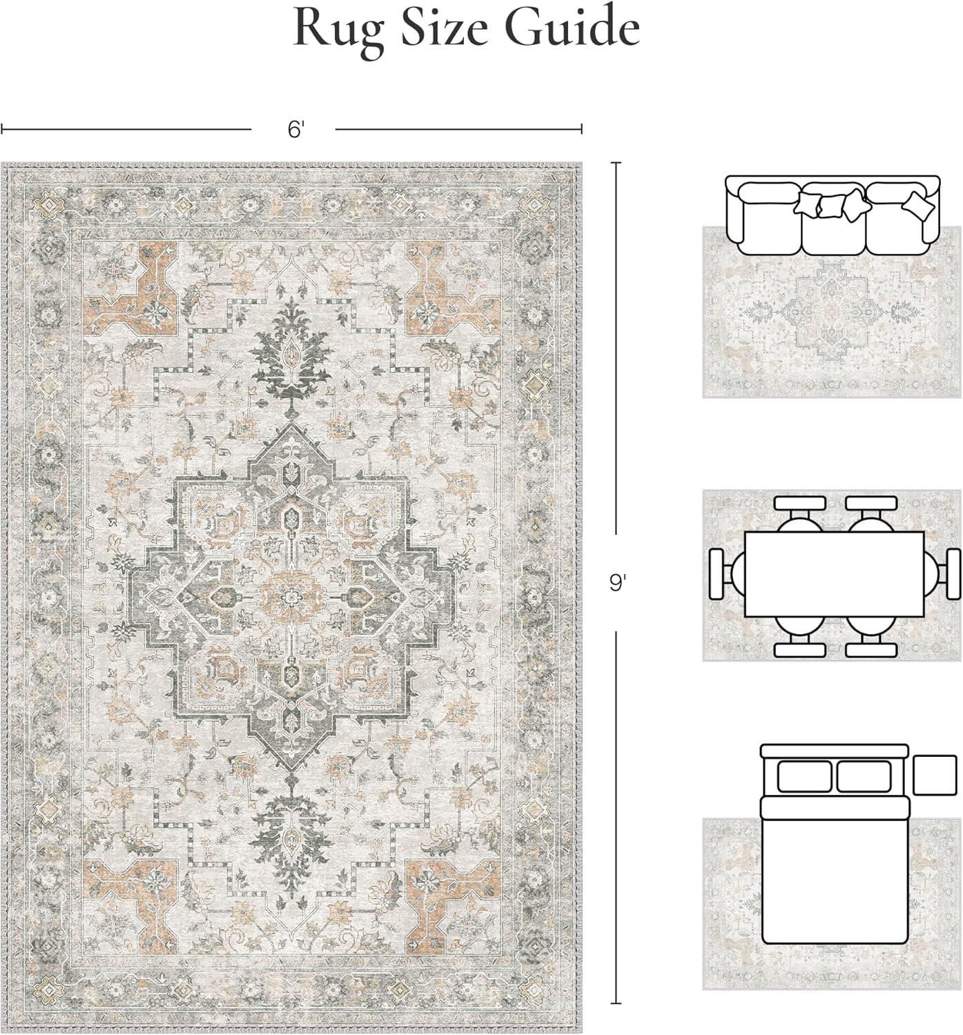 imageGENIMO 26X6 Runner Rug Non Slip Machine Washable Hallway Runners Low Plie ampamp Thin Vintage Rug for Hallway Kitchen Laundry Entryway Bedroom ampamp Living Room Dark GrayTaupe