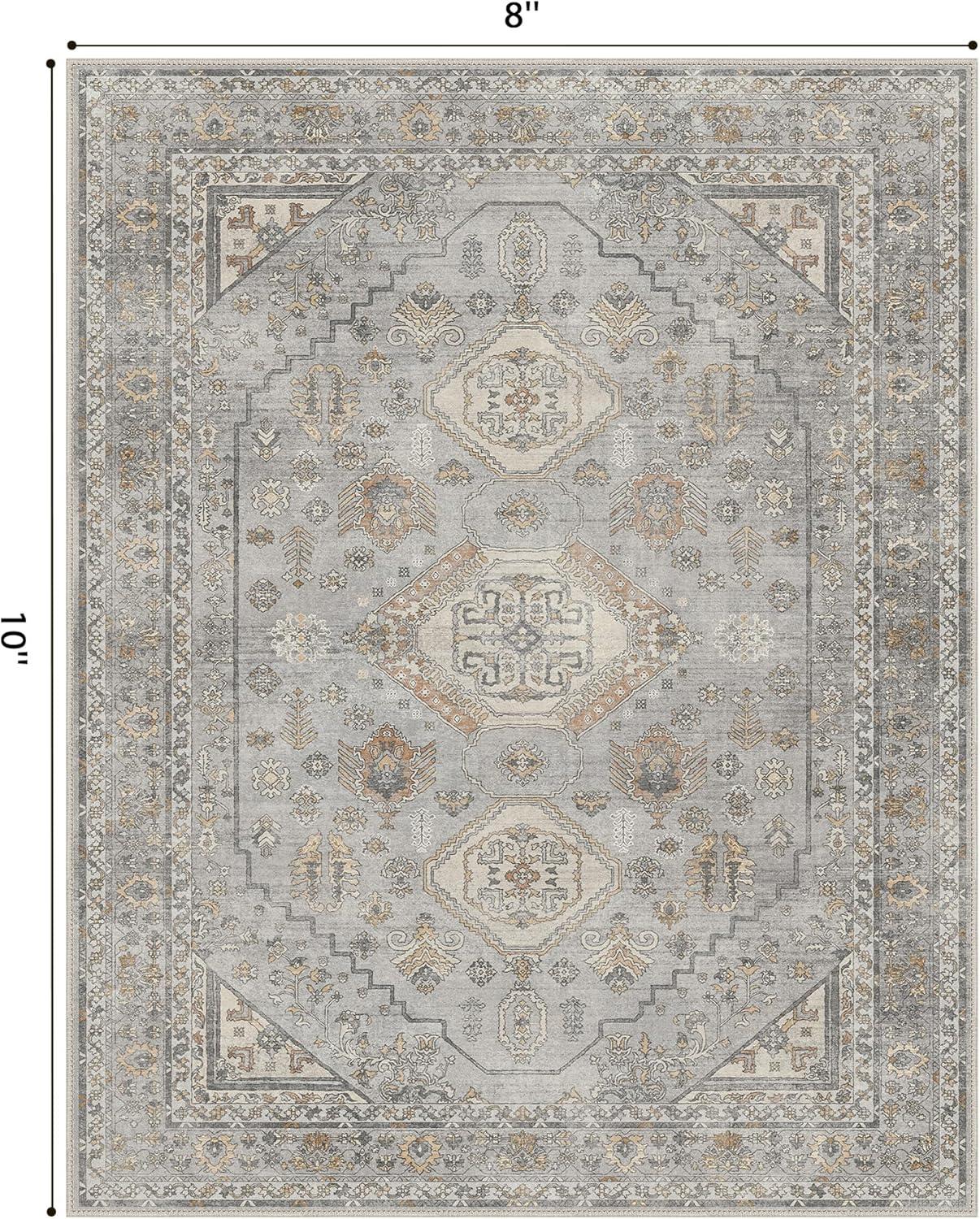 imageGENIMO 26X6 Runner Rug Non Slip Machine Washable Hallway Runners Low Plie ampamp Thin Vintage Rug for Hallway Kitchen Laundry Entryway Bedroom ampamp Living Room Dark GrayBeigeGrey