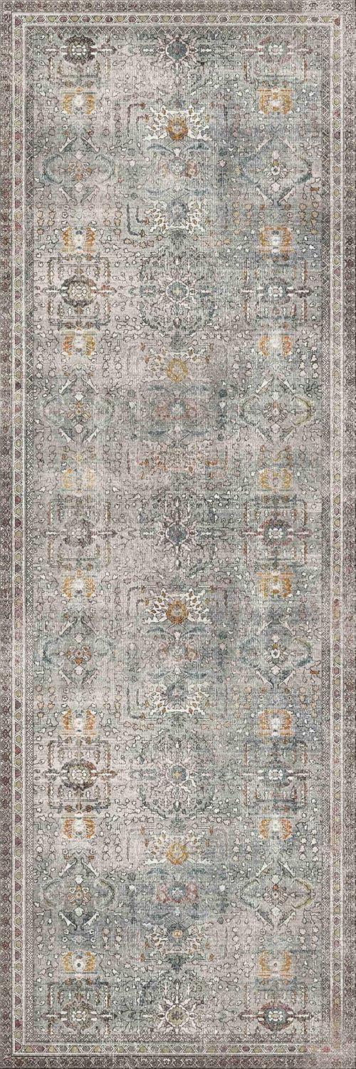 imageGENIMO 26X6 Runner Rug Non Slip Machine Washable Hallway Runners Low Plie ampamp Thin Vintage Rug for Hallway Kitchen Laundry Entryway Bedroom ampamp Living Room Dark GrayFrench Grey