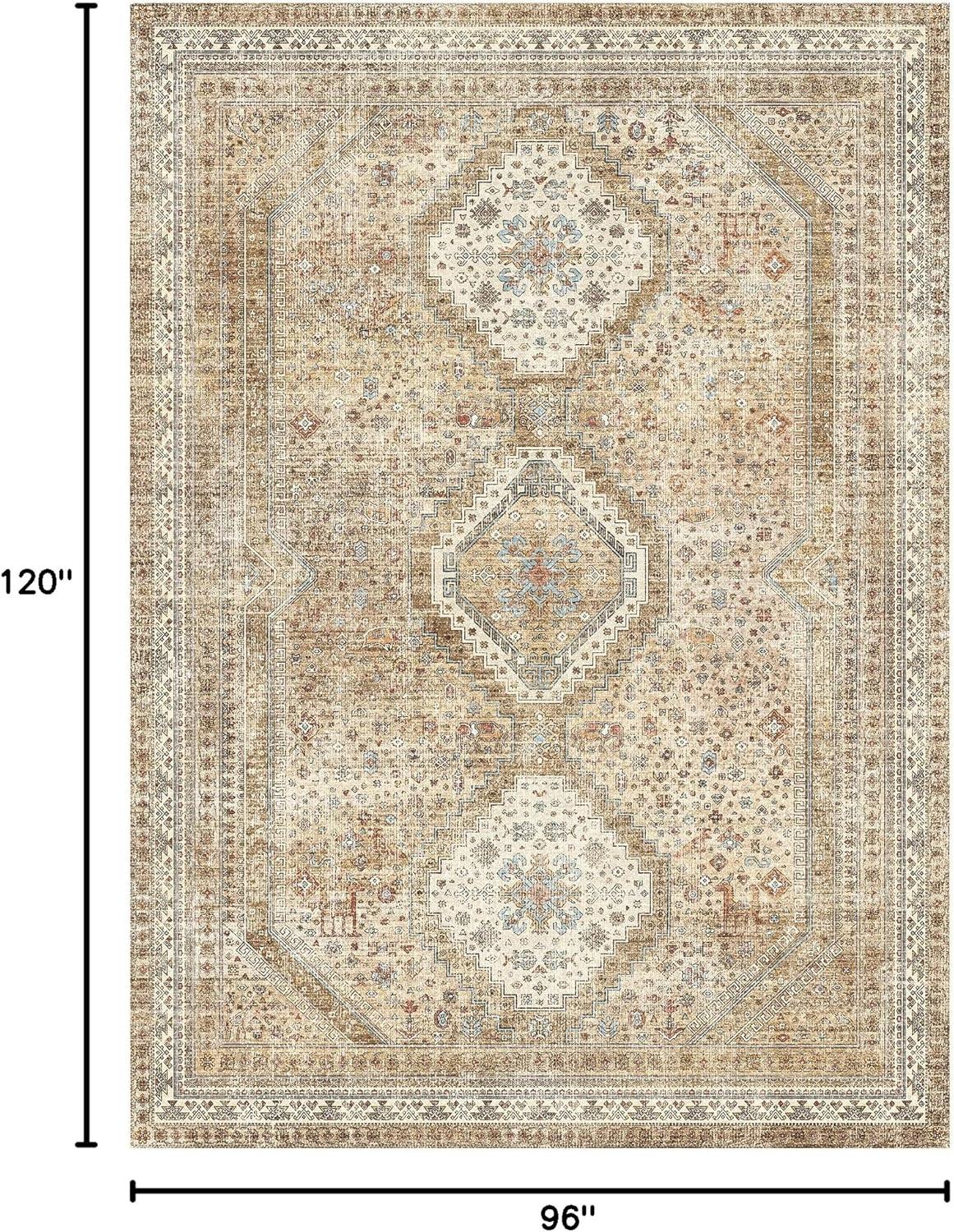 imageGENIMO 26X6 Runner Rug Non Slip Machine Washable Hallway Runners Low Plie ampamp Thin Vintage Rug for Hallway Kitchen Laundry Entryway Bedroom ampamp Living Room Dark GrayKhaki