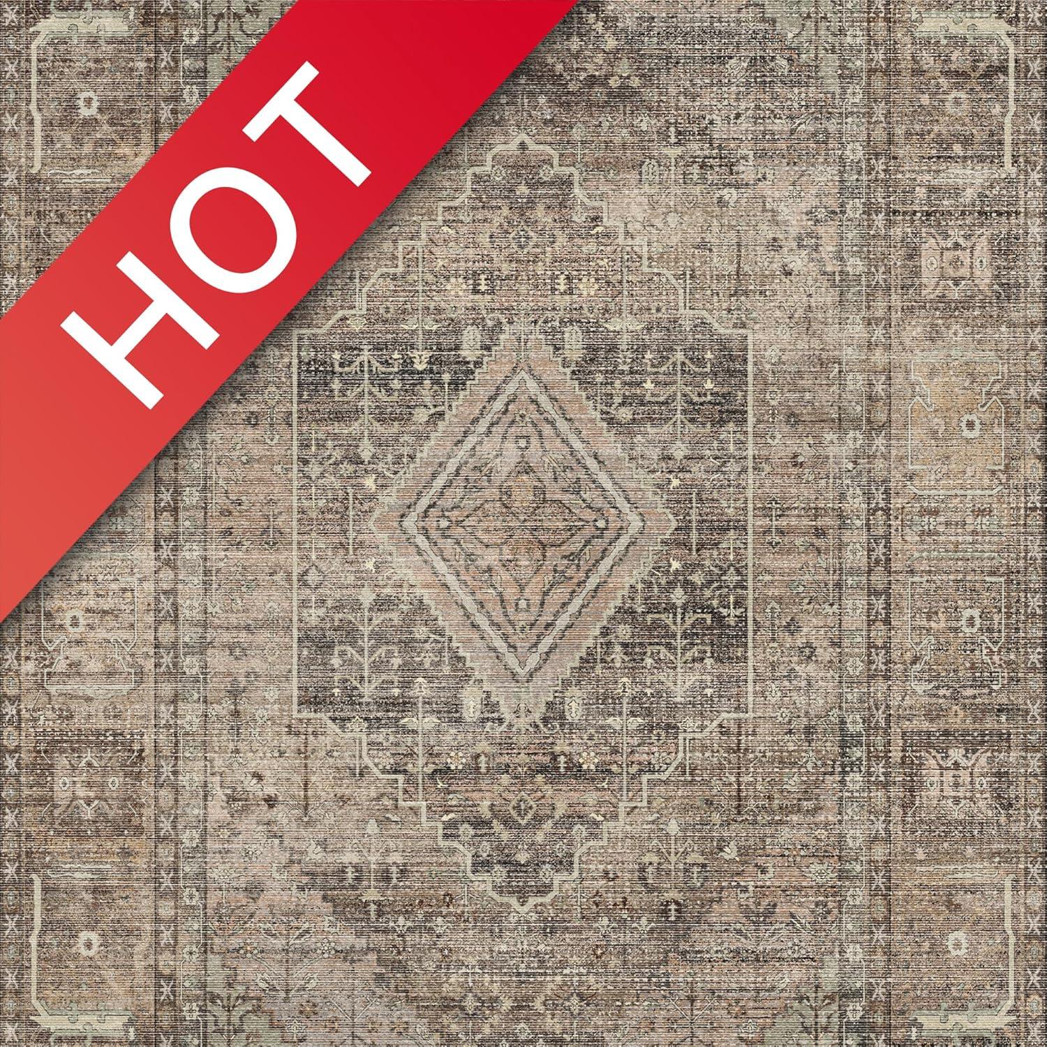imageGENIMO 26X6 Runner Rug Non Slip Machine Washable Hallway Runners Low Plie ampamp Thin Vintage Rug for Hallway Kitchen Laundry Entryway Bedroom ampamp Living Room Dark GrayTan