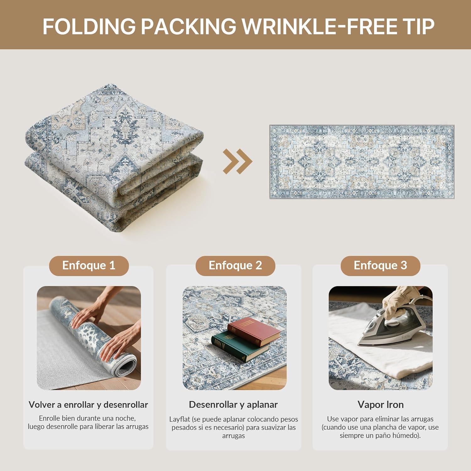 imageGENIMO 26X6 Runner Rug Non Slip Machine Washable Hallway Runners Low Plie ampamp Thin Vintage Rug for Hallway Kitchen Laundry Entryway Bedroom ampamp Living Room Dark GrayLight Blue