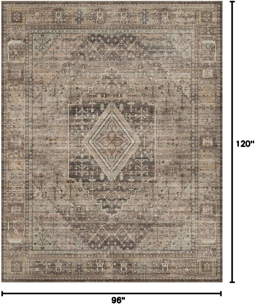imageGENIMO 26X6 Runner Rug Non Slip Machine Washable Hallway Runners Low Plie ampamp Thin Vintage Rug for Hallway Kitchen Laundry Entryway Bedroom ampamp Living Room Dark GrayTan